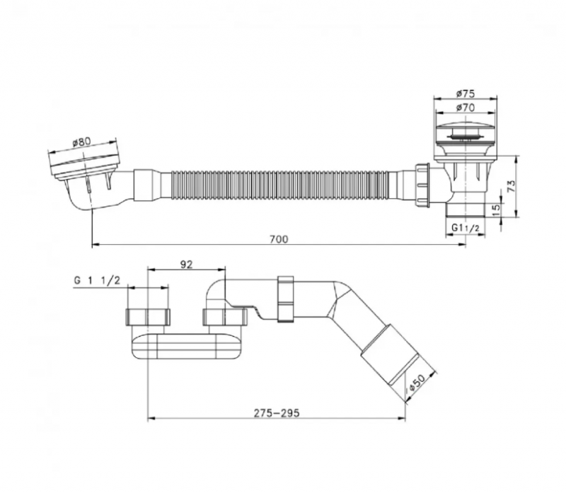 Сифон для ванны автомат Raglo R600.31.09, графит