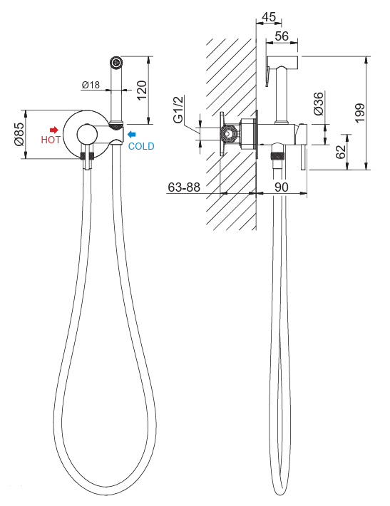 Смеситель с гигиеническим душем TIMO Saona 2338/18SM черное золото