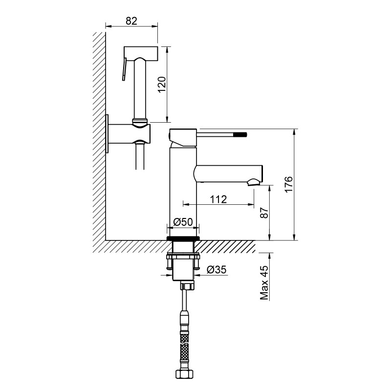 Смеситель для раковины с гигиеническим душем Saona 2360/17G Золото матовое