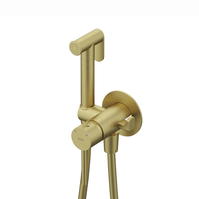 Смеситель с гигиеническим душем, матовое золото, IDDIS, 005MGR0i08