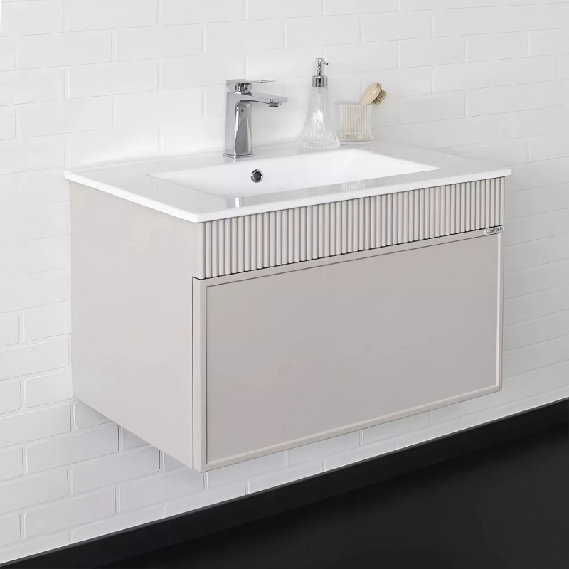 Тумба-умывальник "Мадрид-70" серый шёлк с раковиной COMFORTY 70E
