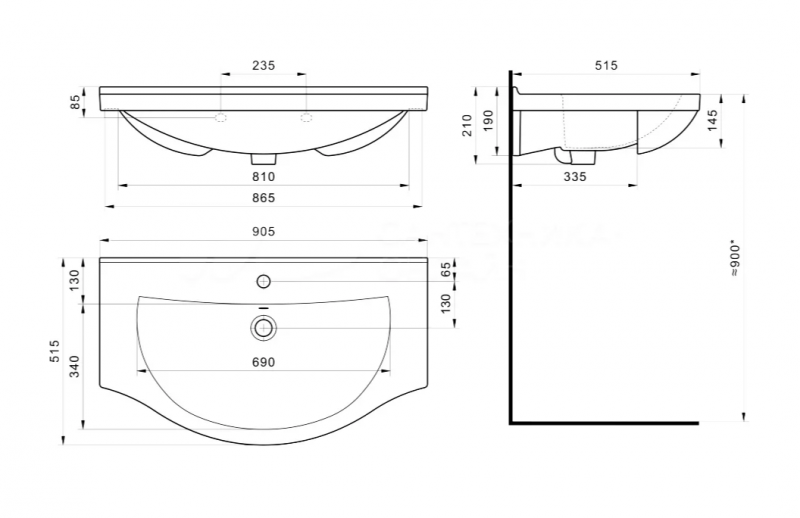 Раковина Santek Эльбрус 91