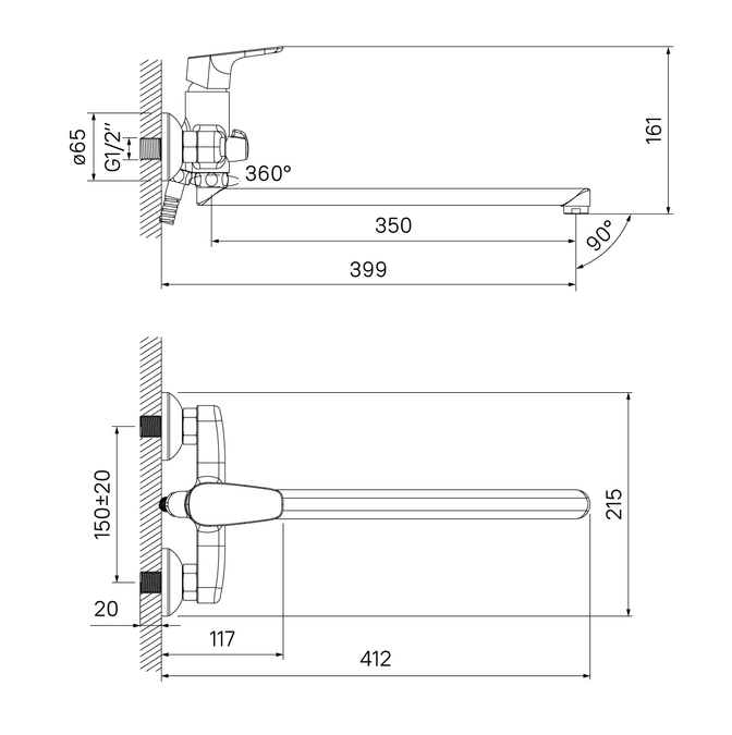 Смеситель для ванны с длинным изливом, глянцевый хром, Zodiac X, IDDIS, ZDXSBL2i10WA