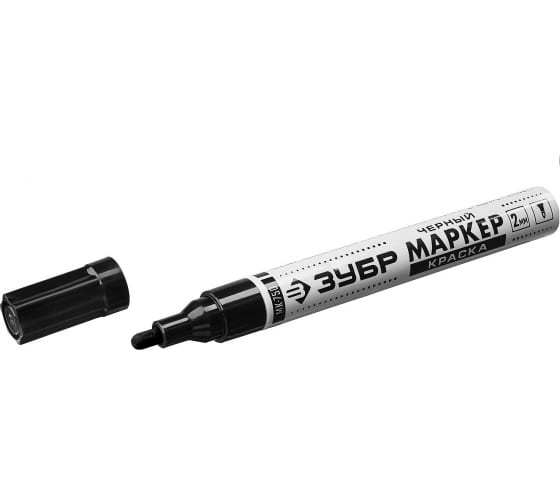 Маркер-краска ЗУБР МК-750 черный, круглый наконечник, 06325-2