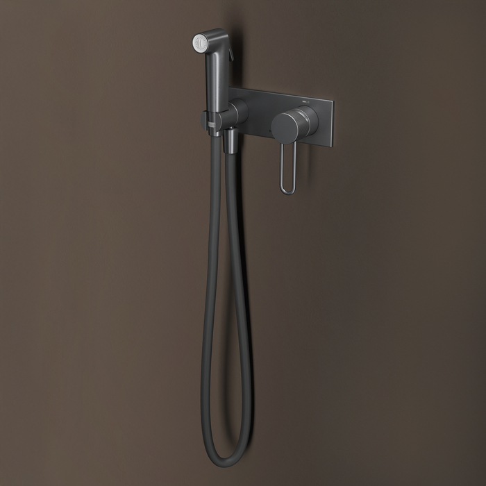 Смеситель с гигиеническим душем графит матовый, Дюна (Duna), IDDIS, DUNGMV0i08