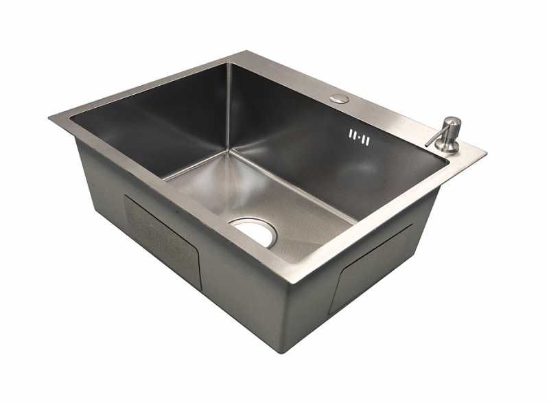 Мойка кухонная AZARIO NICOLE (500*500*220) нержавеющая сталь серебро (сифон, диспенсер,коландер)