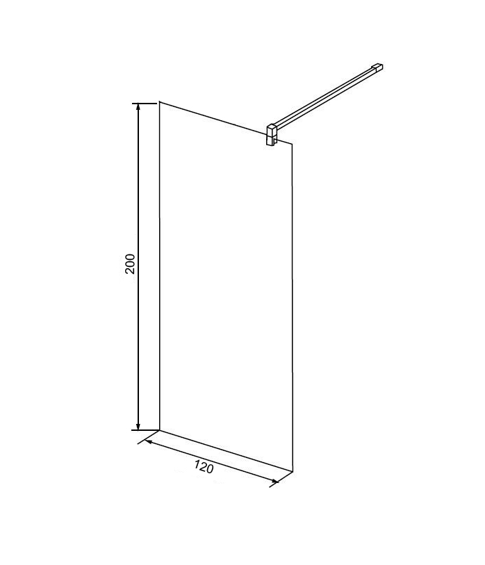 Душевая перегородка LORANTO Walk-in 120х200 регулируемый кронштейн 80-100, прозрачное стекло 8 мм, п