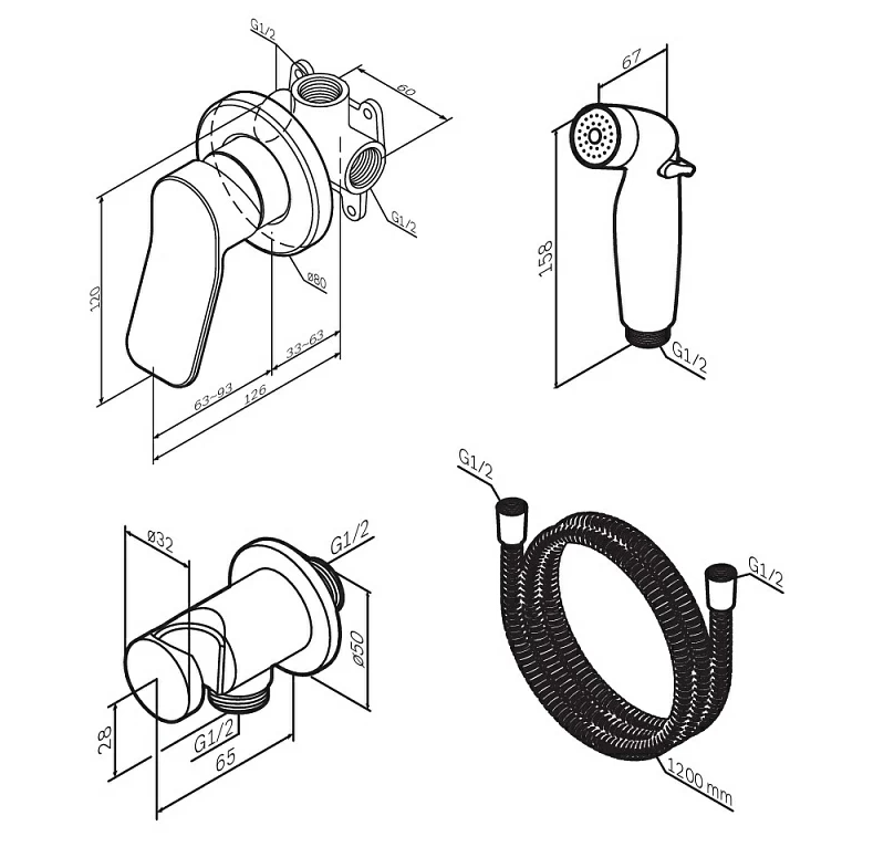Смеситель с гигиеническим душем, AM.PM X-Joy F40H85A22 С ВНУТРЕННЕЙ ЧАСТЬЮ, черный