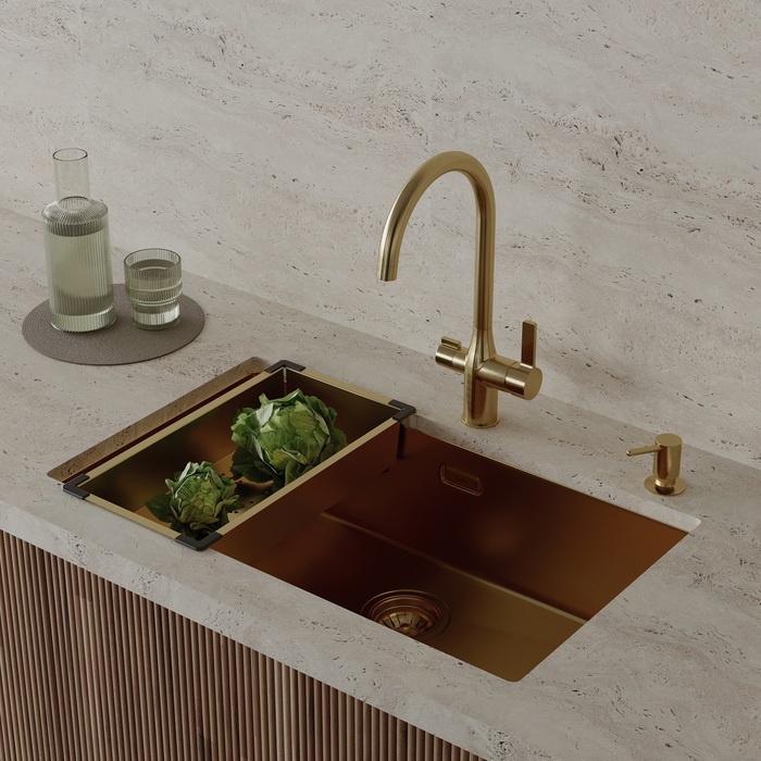 Коландер, нерж. сталь, матовое золото, 426*231, Kitchen Line, IDDIS, KOL23MGi59