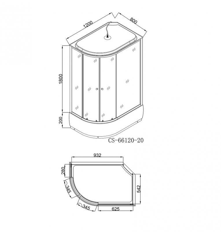 Душевая кабина LORANTO 120х80х215 правосторонняя, поддон 20 см, матовое стекло 4 мм (CS-66120-20 R F