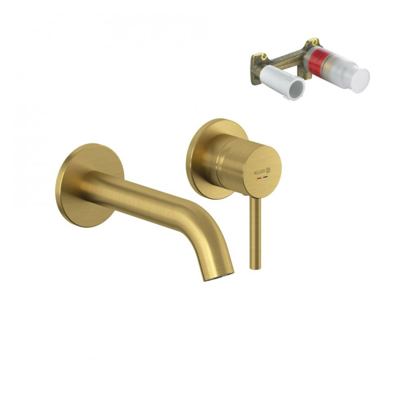 Смеситель для раковины с внутр.частью в комплекте KLUDI BOZZ 38244N076S (брашированное золото, L-18)