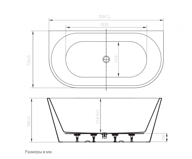 Акриловая ванна пристенная ART&MAX AM-MODICA-1500-750
