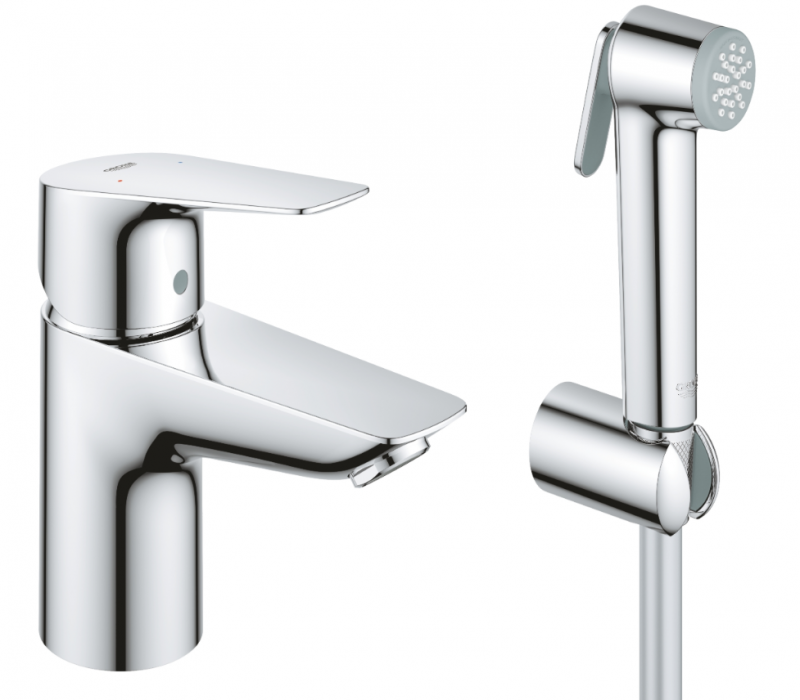 Смеситель для раковины GROHE BauEdge с гигиеническим душем, хром (23757001)