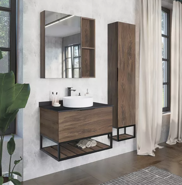 Тумба "Порто-75" дуб тёмно-коричневый под раковину Comforty 9110